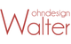 "Roter Schriftzug 'ohndesign Walter' auf weißem Hintergrund."