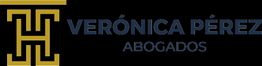Logotipo de "Verónica Pérez Abogados" con diseño geométrico dorado a la izquierda.