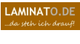 Logo von Laminato.de mit dem Slogan "...da steh ich drauf!" auf braunem Hintergrund.