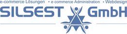 Logo der SILSEST GmbH mit Schrift "e-commerce Lösungen" und grafischem Symbol in Blau.