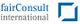 Logo von fairConsult international mit blauem Quadrat-Symbol rechts.