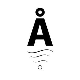 Buchstabe Å mit Wellen darunter; oben und unten kleine Kreise.