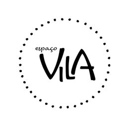 Logotipo com as palavras "Espaço Vila" cercadas por um círculo de pontos pretos.