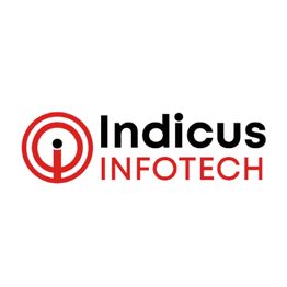 Logo of Indicus Infotech with a red and black design, featuring a stylized letter "i" symbol.