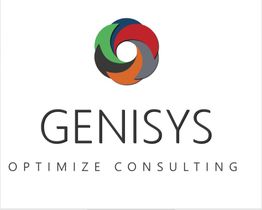 Logo de Genisys avec un cercle coloré et le texte "Optimize Consulting" en dessous.