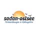 Logo von "sodan-ostsee" mit Sonne und Möwen, Text: "Ferienwohnungen in Kühlungsborn".