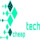 Green geometric shapes with "cheap tech" text on a white background.