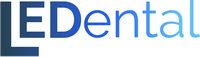 Logo mit Schriftzug "LEDental" in blauen Farbtönen.