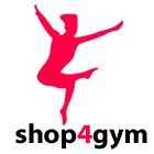 Logo "shop4gym" mit rotem Tänzer-Symbol.