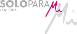 Logo de "Solo para Mi", lencería, en tonos gris y rosa.