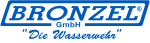 Logo der Firma Bronzell GmbH mit Slogan "Die Wasserwehr", blau-weiße Farbgebung.