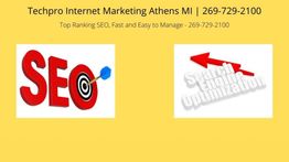 SEO target graphic and red arrow with "Search Engine Optimization" text on yellow background.