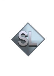 Silbergraues Logo mit den Buchstaben "SL" auf einem rautenförmigen Hintergrund.