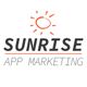 Logo mit der Aufschrift "SUNRISE APP MARKETING" und einer gezeichneten Sonne darüber.