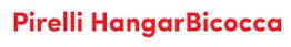 Scritta "Pirelli HangarBicocca" in rosso su sfondo bianco.