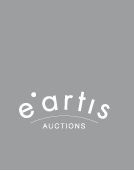 Graues Logo mit dem Text "e.artis AUCTIONS" in Weiß.