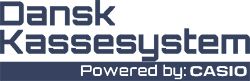 "Dansk Kassesystem logo med teksten 'Powered by: CASIO' nedenunder."