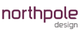 Logo mit Text "northpole design" in lila und grau auf weißem Hintergrund.