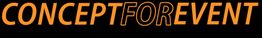 Text "CONCEPTFOREVENT" in orange auf schwarzem Hintergrund.