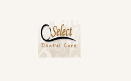 Logo with "Select Dental Care" text, featuring elegant script and a decorative background.