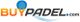 Logo de BuyPadel.com con una pala de pádel azul al lado del texto.