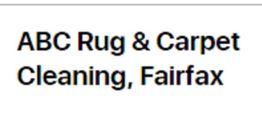 Text: "ABC Rug & Carpet Cleaning, Fairfax" on a white background.