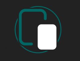 Grünes und weißes geometrisches Logo auf schwarzem Hintergrund.