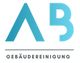 Logo mit blauen Buchstaben "AB" über dem Wort "Gebäudereinigung".