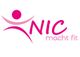 Logo mit pinker Silhouette einer Figur und Text "NIC macht fit".