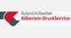Logo des Unternehmens "Köberlein DruckService" mit rotem und grauem Design-Element.