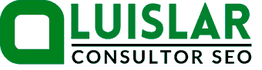 Logo de "LUISLAR CONSULTOR SEO" en verde y negro.