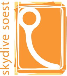 Orange Skydive Soest Logo mit stilisiertem Fallschirmspringer.