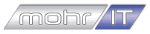 Logo mit der Aufschrift „mohr IT“ in silber und blauem Design.