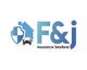 F&J Insurance Solutions logo with shield, house, and car icons.