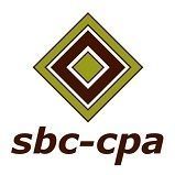Diamond-shaped logo above the text "sbc-cpa" in brown and green.