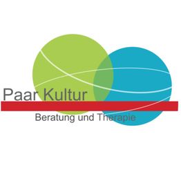 Logo mit grüner und blauer Kreisen. Text: "Paar Kultur - Beratung und Therapie" mit roter Linie.