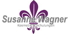 Lila Lilienlogo mit Text "Susanne Wagner Kosmetik & Schulungen".