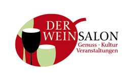 Logo mit Weingläsern, Aufschrift: "Der Weinsalon - Genuss, Kultur, Veranstaltungen".