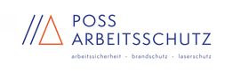 Logo von Poss Arbeitsschutz mit Schwerpunkt auf Arbeitssicherheit, Brandschutz und Laserschutz.