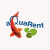 Logo mit rotem Fisch, grünem Laub und dem Text "aQuaRent".