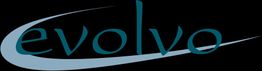 Logo mit dem Wort "evolvo" in eleganten, türkisfarbenen Buchstaben auf schwarzem Hintergrund.