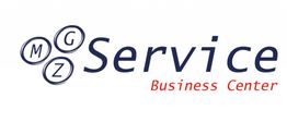 Logo di "MGZ Service Business Center" con lettere stilizzate in cerchi.