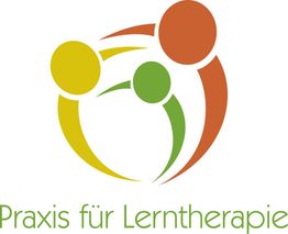Logo der Praxis für Lerntherapie mit drei stilisierten Figuren in Gelb, Grün und Rot.