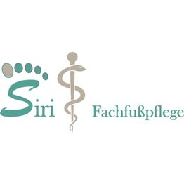 Logo von Siri Fachfußpflege mit einem stilisierten Fußabdruck und einem Äskulapstab.