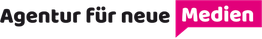 Logo: "Agentur für neue Medien" in Schwarz und Pink.