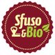 Logo rotondo con scritta "Sfuso & Bio" e icona di bilancia e foglie verdi.