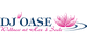 Logo mit Schriftzug "DJ Oase" und rosa Lotusblume daneben. Text: "Wellness mit Herz & Seele".