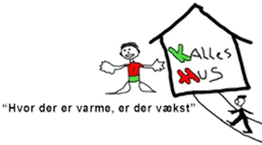 Tegning af et hus og en figur med teksten: "Hvor der er varme, er der vækst."