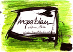 Grüne und schwarze Skizze mit der Aufschrift "mopsblau" und "offene Bühne".