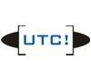 Logo mit schwarzem Oval, darin der Text „UTC!“ in blauer Schrift und eckigen Klammern.